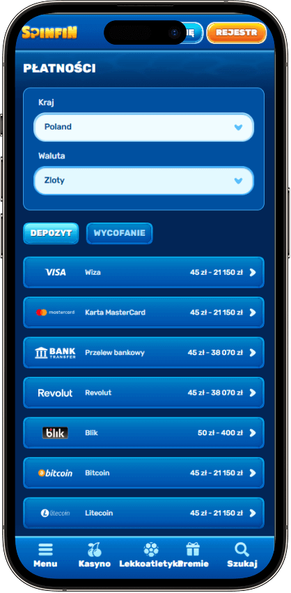 Spinfin Casino Płatności